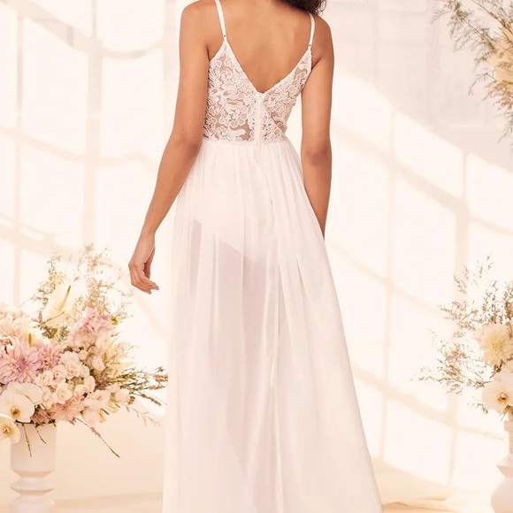 Lulus XS white lace maxi bodysuit dress - Picture 4 of 7